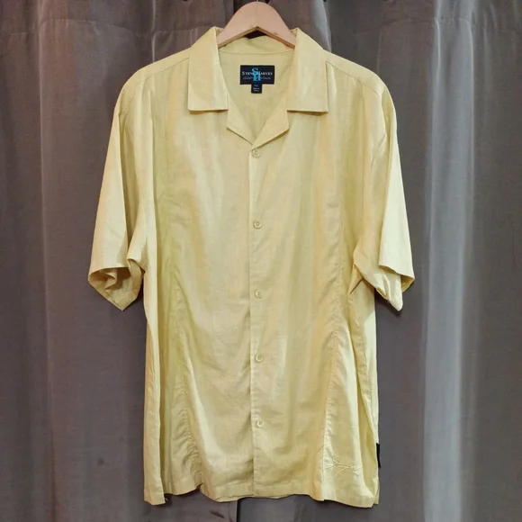 Steve Harvey Shirts | Steve Harvey Gold Linen Blend Button Shirt Xxl | Color: Gold | Size: Xxl | Schoed2002's Closet